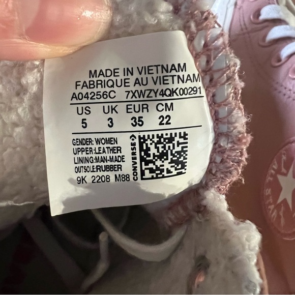 Converse  Platform Pink Leather  Fur Lining inside Sneakers Size 5 - Picture 6 of 7